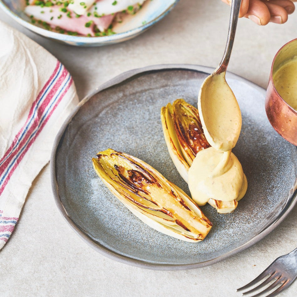 Chicory with Nuri hollandaise  and boiled ham