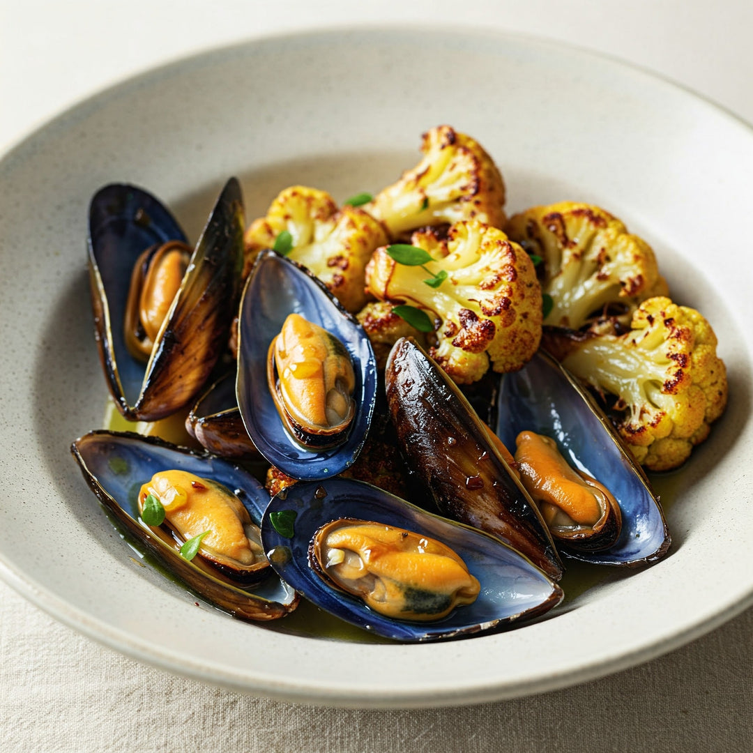 FANGST Smoked Blue Mussels and Flash-Roasted Cauliflower