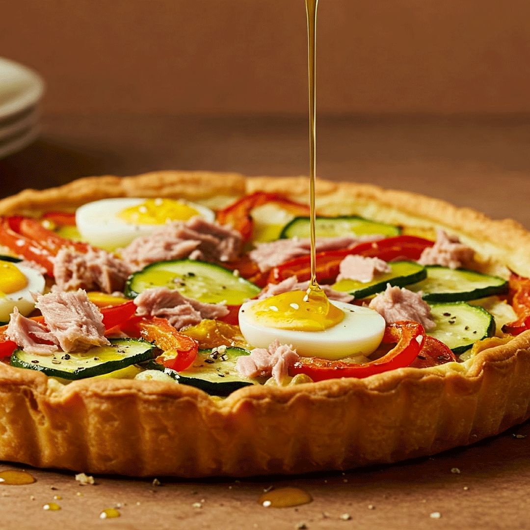 Tuna Belly Pie with Vegetables and Egg