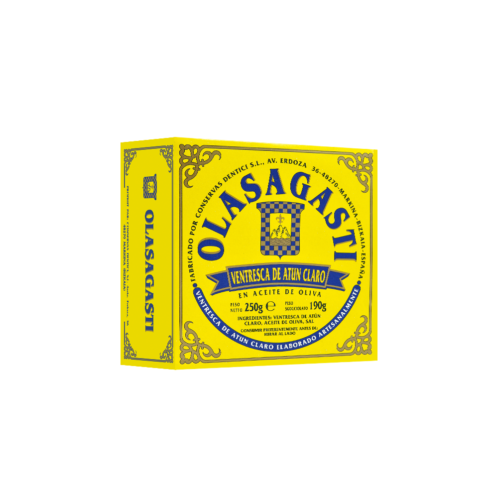 Packaging of Yellowfin Tuna - Belly in Olive Oil, from Olasagasti.
