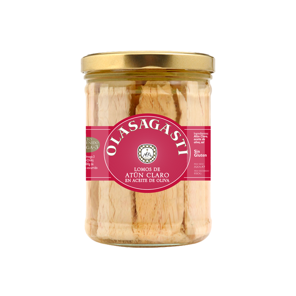Packaging of Yellowfin Tuna - Fillets in Olive Oil, from Olasagasti.