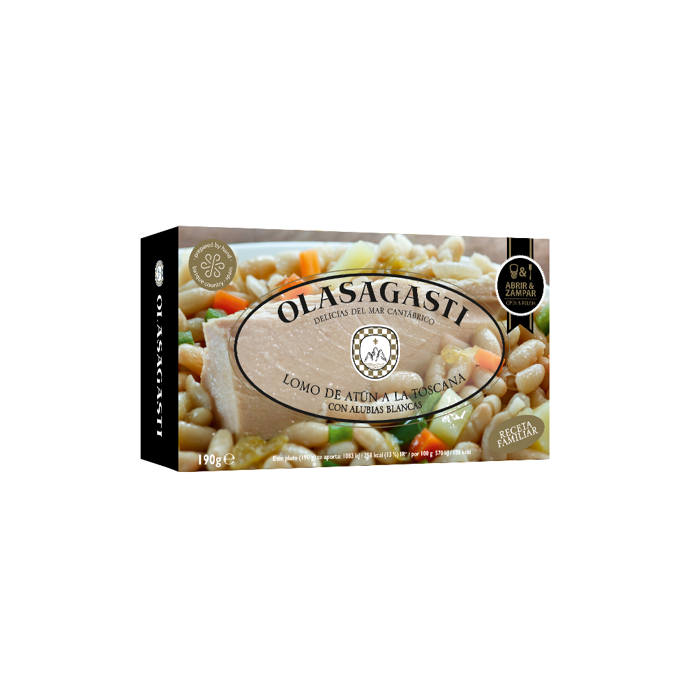 Packaging of Tuna Fillets with White Beans, from the Olasagasti brand