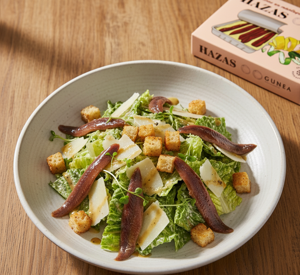 Caesar Salad with a Citrus Twist and Hazas Anchovies