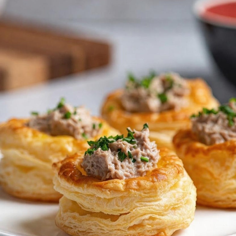 Puff Pastry Vol-au-Vents with Tuna, Lemon Cream & Fresh Herbs