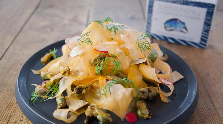 Salad of marinated FANGST Blue Mussels and carrots